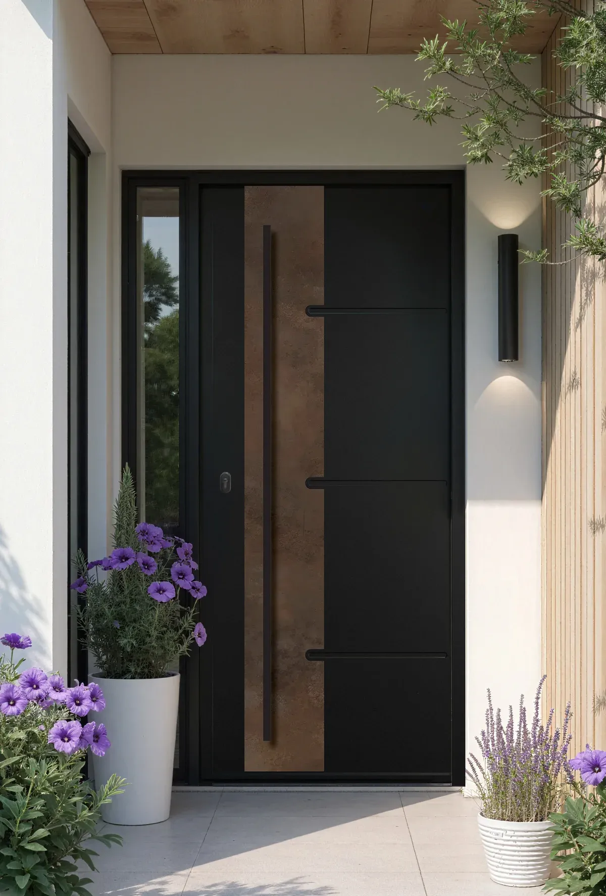 Porte d'entrée PROFERM Éléments, modèle Sloan effet métal patiné