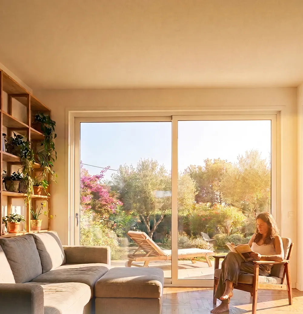 Intérieur frais et lumineux en été grâce au vitrage à contrôle solaire