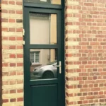 Porte d'entrée, modèle Adonis, panneau vitré, imposte, gamme HYBRIDE